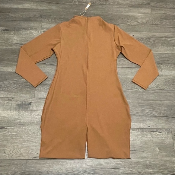 SKIMS All-in-One Long Sleeve Mid Thigh Jumpsuit CARAMEL Style# BS-BSS-0756 Sz 3X - Picture 2 of 12